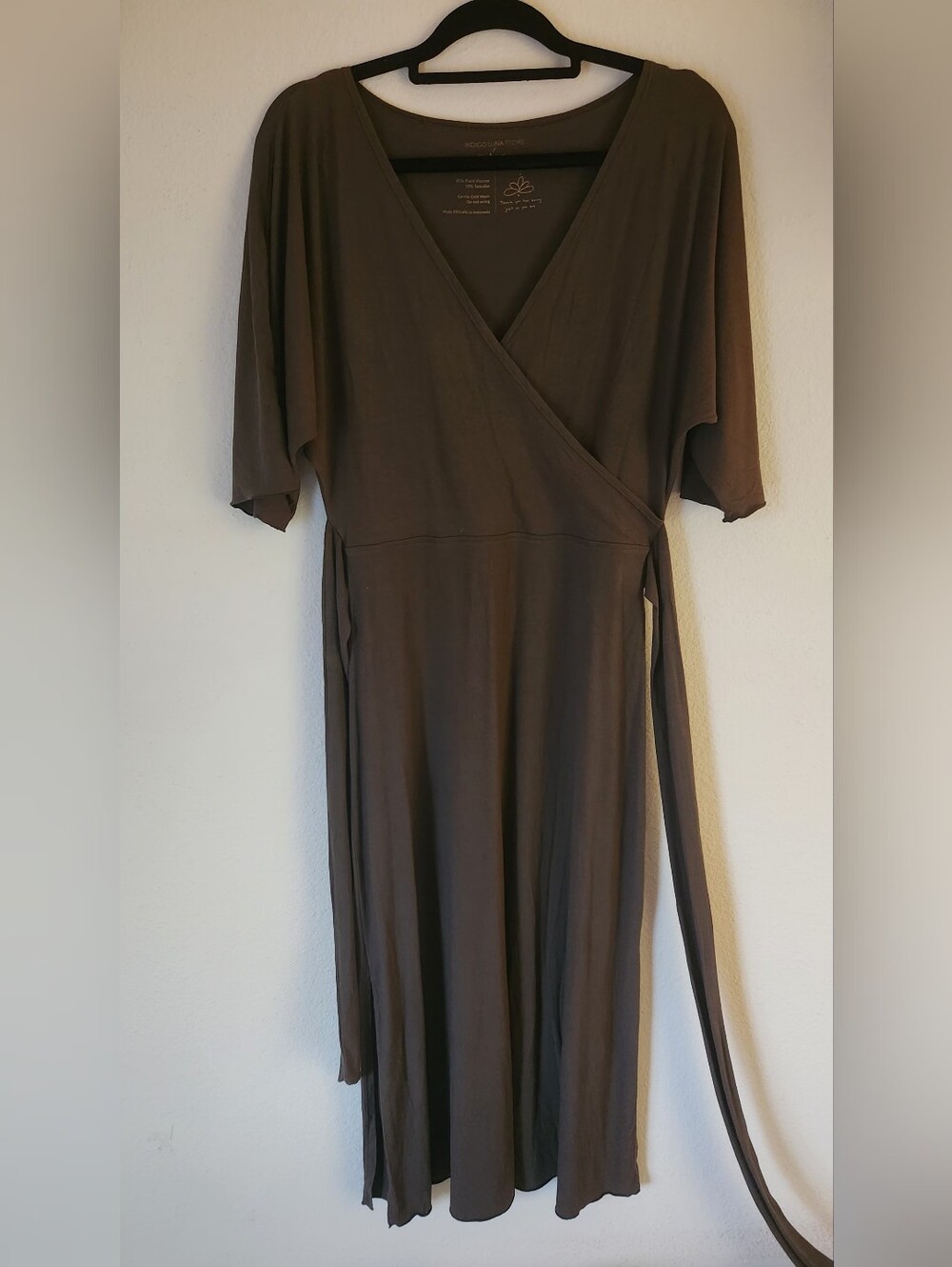 Indigo Luna Wrap Midi Dress - Olive Green